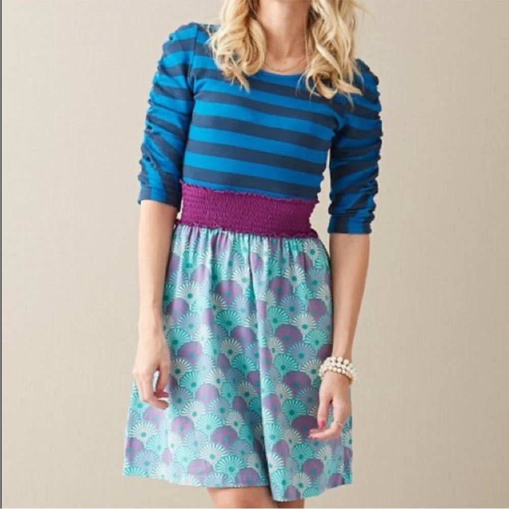 NEW Matilda Jane It's A Wonderful Parade Lydia Dress Blue Stripe Floral small